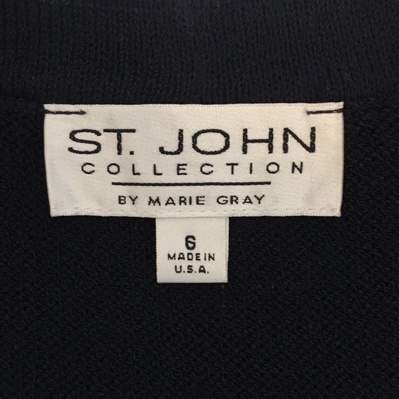 St. John collection navy knit skirt jacket set - Picture 2 of 8